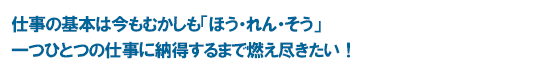 仕事の基本は今もむかしも「ほう・れん・そう」一つひとつの仕事に納得するまで燃え尽きたい！