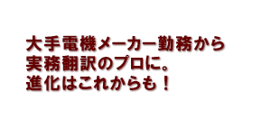 大手電機メーカー勤務から実務翻訳のプロに。進化はこれからも！