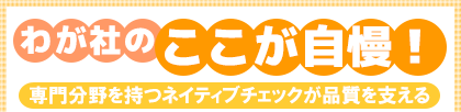 専門分野を持つネイティブチェックが品質を支える